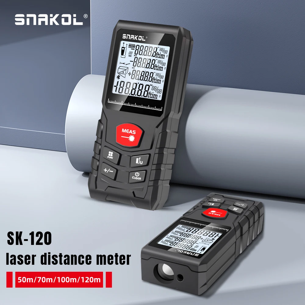 Stanley Tape 25Ft - SNAKOL SK-120 เครื่องวัดระยะทางด้วยเลเซอร์แบบดิจิทัล 50ม./70ม./100ม./120ม. - ไม้บรรทัดวัดระยะแบบเลเซอร์