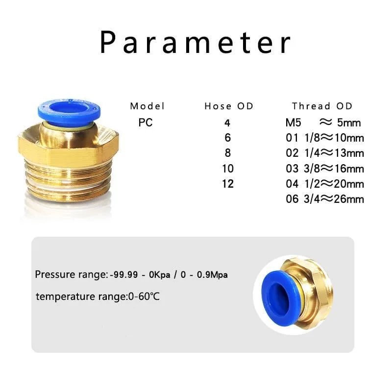 10/50PCS PNEUMATIC FITTING Air - Compression Fitting Brass บทวิจารณ์และราคา