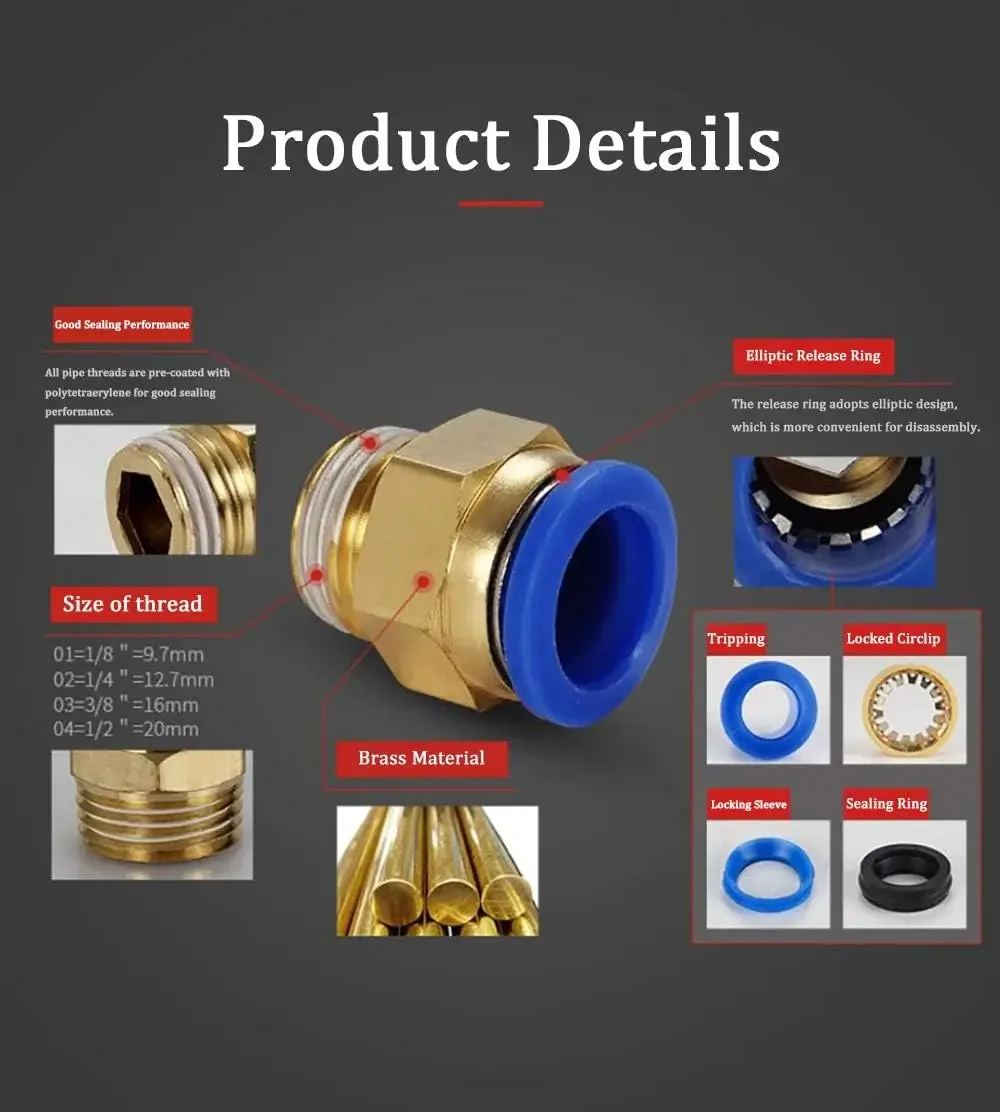 10/50PCS PNEUMATIC FITTING Air - Compression Fitting Brass บทวิจารณ์และราคา